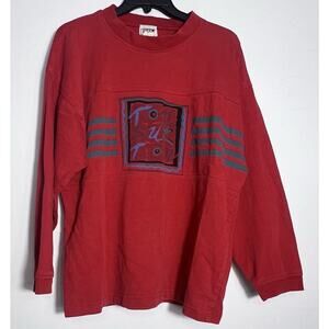 Vintage Ton Sur Ton Long Sleeve Red Heavy Shirt Pullover 90s Size Medium